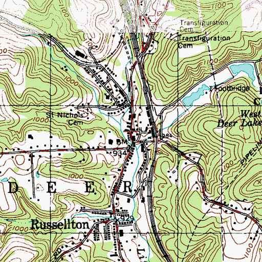 Topographic Map of Russellton Post Office, PA