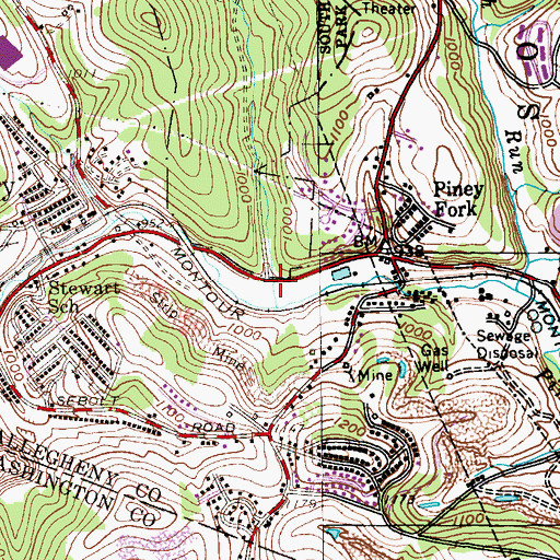 Topographic Map of South Park Post Office, PA