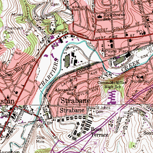 Topographic Map of Strabane Post Office, PA