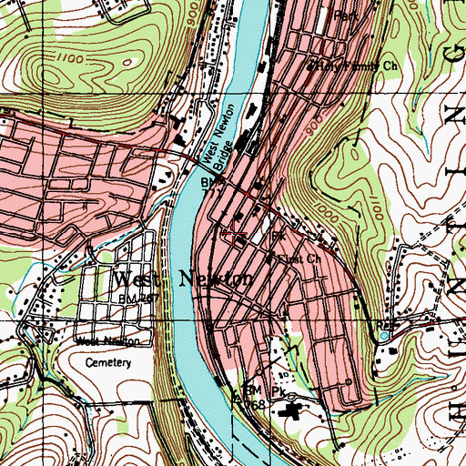 Topographic Map of West Newton Post Office, PA