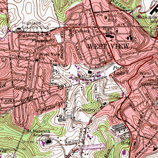 Topographic Map of West View Post Office, PA