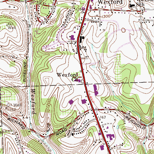 Topographic Map of Wexford Post Office, PA