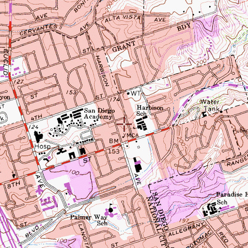 Topographic Map of Harbison Elementary School, CA