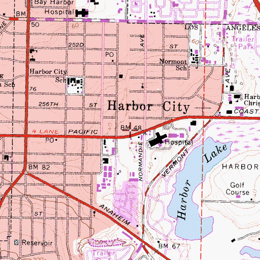 Topographic Map of Harbor City, CA