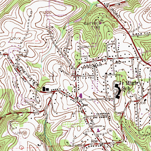 Topographic Map of Bellwood Kindergarten, PA