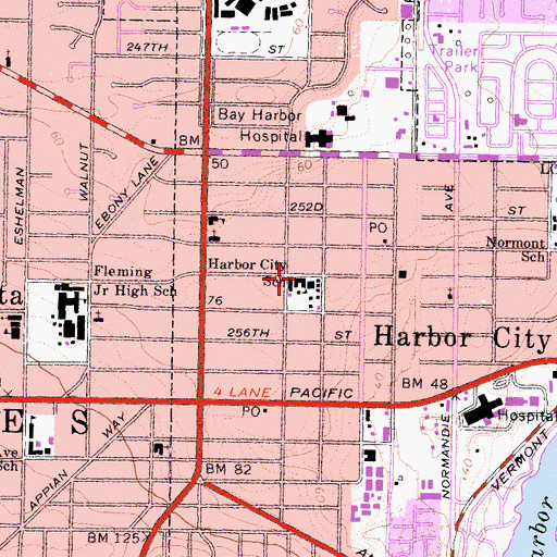 Topographic Map of Harbor City Elementary School, CA