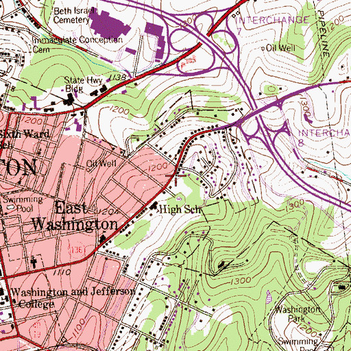 Topographic Map of Childrens School of Washington, PA