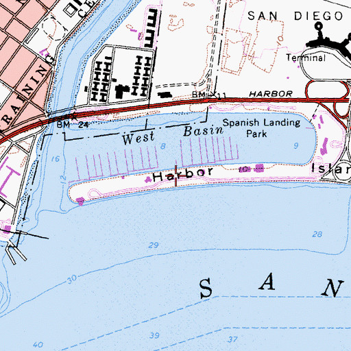 Topographic Map of Harbor Island, CA