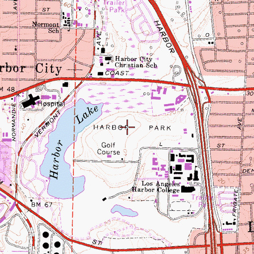 Topographic Map of Harbor Park, CA