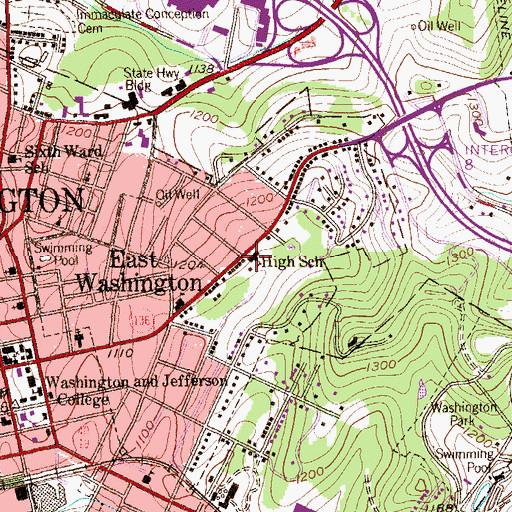Topographic Map of Faith Christian School of Washington, PA
