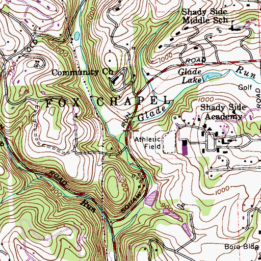 Topographic Map of Fox Chapel Country Day School, PA