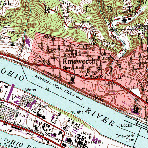 Topographic Map of Holy Family Day School, PA