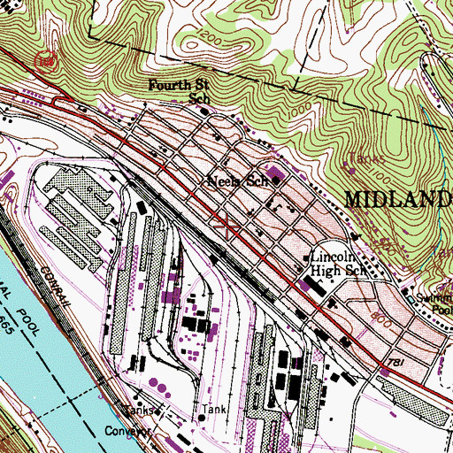 Topographic Map of Lincoln Park Performing Arts Charter School, PA