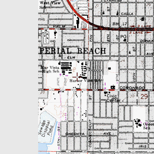 Topographic Map of Harbor View Elementary School, CA
