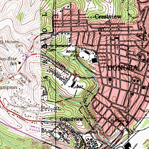 Topographic Map of Madonna Catholic Regional School, PA