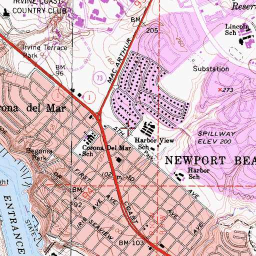 Topographic Map of Harbor View Elementary School, CA