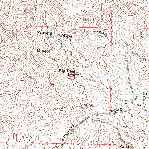 Topographic Map of Big Reef Mill, AZ