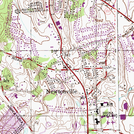 Topographic Map of Newtonville United Methodist Church, NY