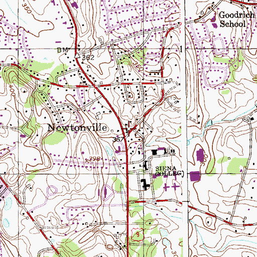 Topographic Map of Newtonville School (historical), NY
