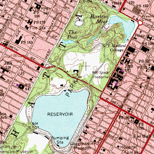 Topographic Map of Manhattan, NY