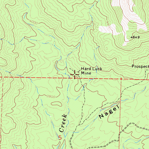 Topographic Map of Hard Luck Mine, CA