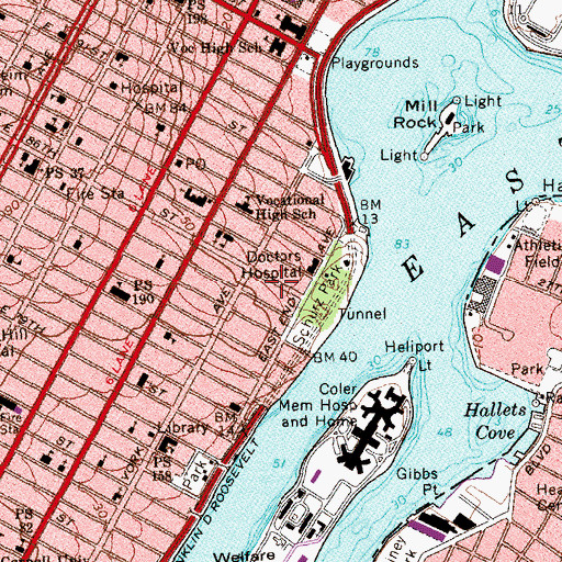 Topographic Map of Gracie Square, NY
