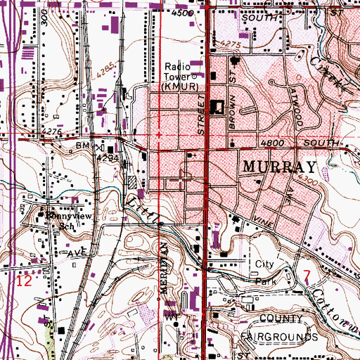 Topographic Map of Murray Mansion-Murray Chapel, UT