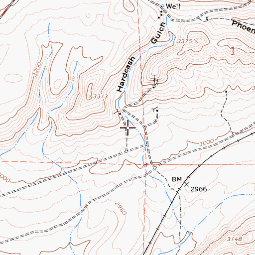 Topographic Map of Hardcash Gulch, CA