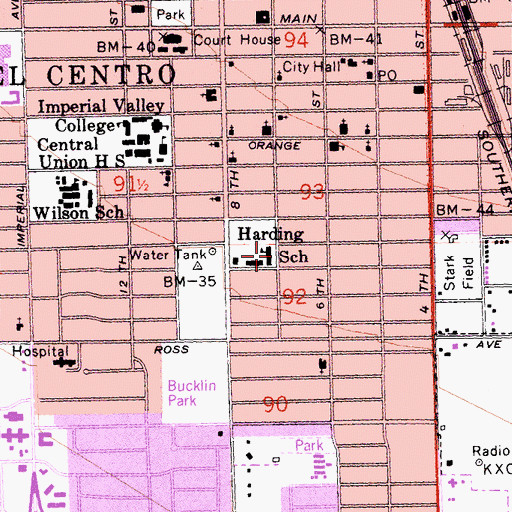 Topographic Map of Harding Elementary School, CA
