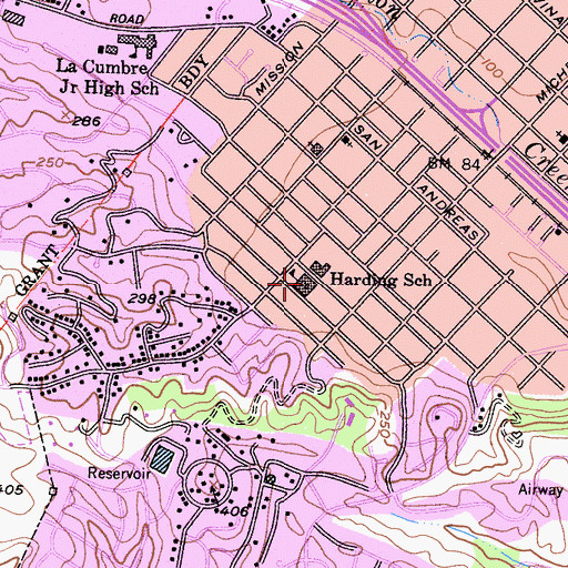 Topographic Map of Harding University Partnership School, CA