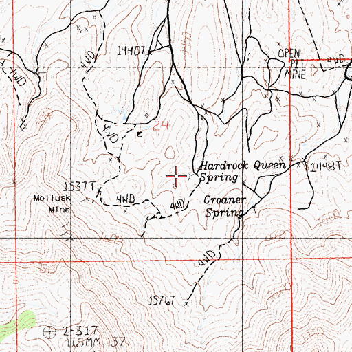 Topographic Map of Hardrock Queen Spring, CA