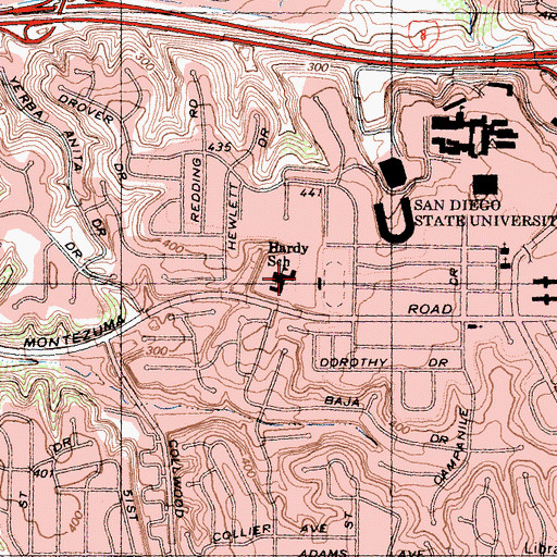 Topographic Map of Hardy Elementary School, CA