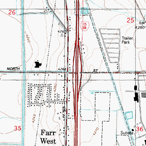 Topographic Map of Interchange 352, UT