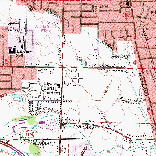 Topographic Map of BHC Olympus View Hospital, UT