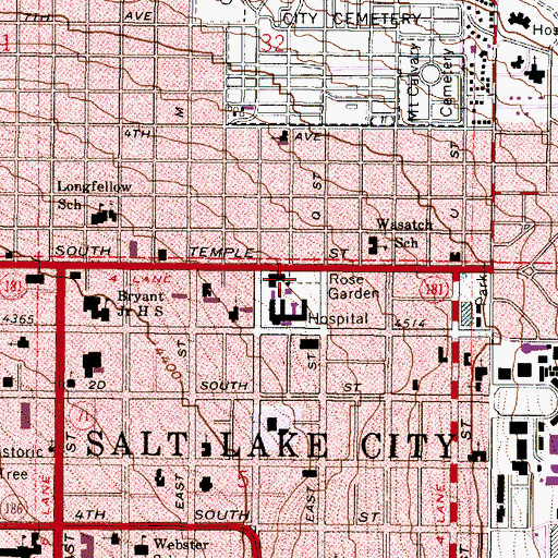 Topographic Map of Salt Lake Regional Medical Center, UT