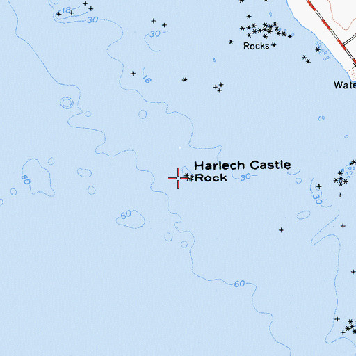 Topographic Map of Harlech Castle Rock, CA