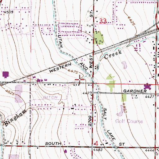 Topographic Map of Bingham Canyon Industrial Park, UT