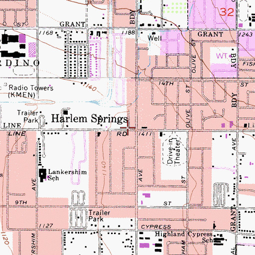 Topographic Map of Harlem Springs, CA