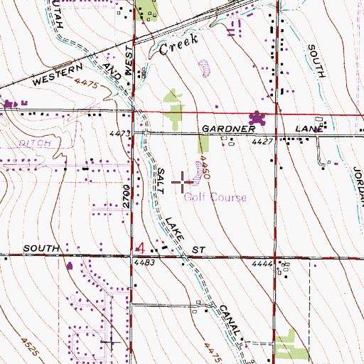 Topographic Map of Gardner Mountain View Golf Course, UT