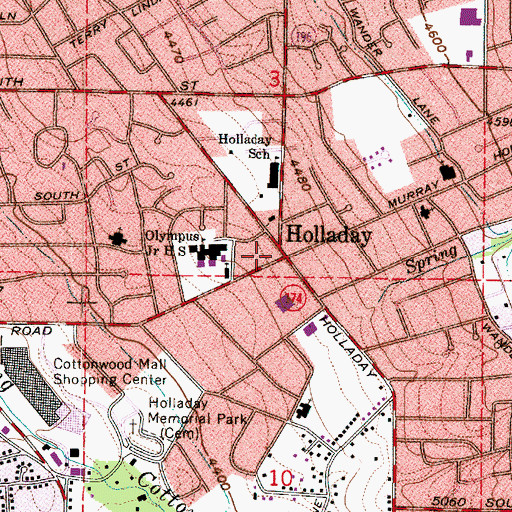 Topographic Map of Holladay Village Center Shopping Center, UT