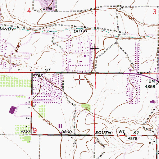 Topographic Map of Little Cottonwood Shopping Center, UT