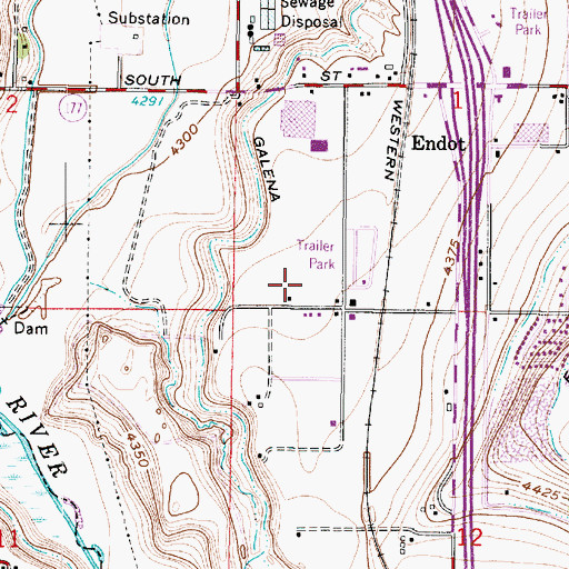 Topographic Map of Mesa Park Plaza Shopping Center, UT