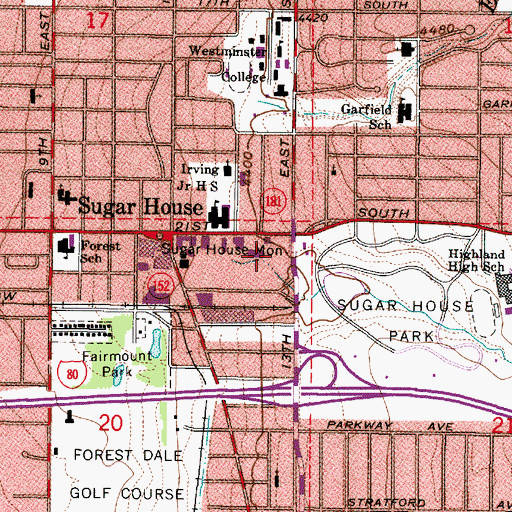 Topographic Map of Sugar House Commons Shopping Center, UT