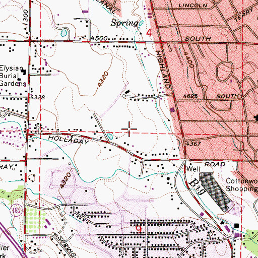 Topographic Map of Big Cottonwood Barrier Free Park, UT