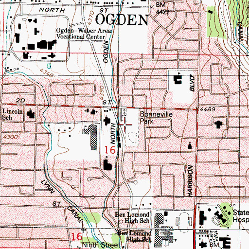 Topographic Map of Bonneville Park, UT