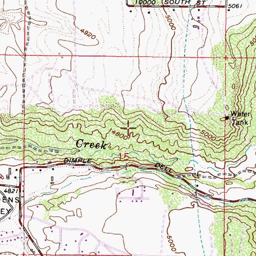 Topographic Map of Dimple Dell Park, UT