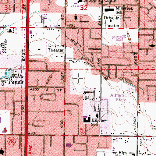 Topographic Map of Hillview Detention Basin Park, UT