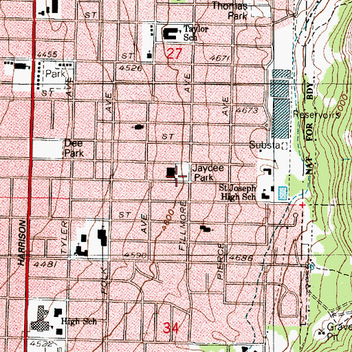 Topographic Map of Jaycee Park, UT