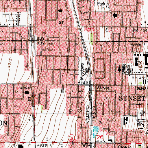 Topographic Map of Meadows Park, UT
