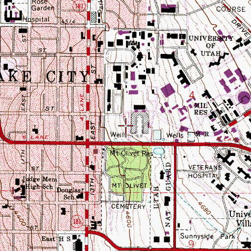 Topographic Map of Rice-Eccles Stadium, UT